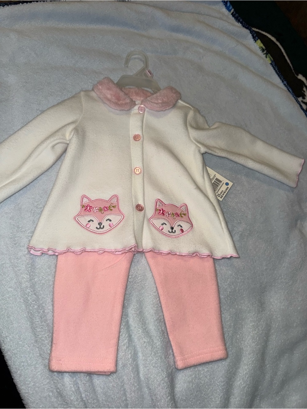 Swiggles Pink & White Plush Baby Outfit with Faux Fur Trim